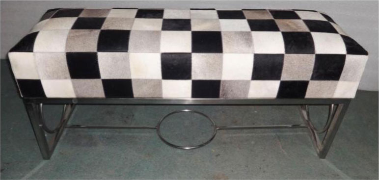 B/W/Grey Pachwork Three Seater Bench